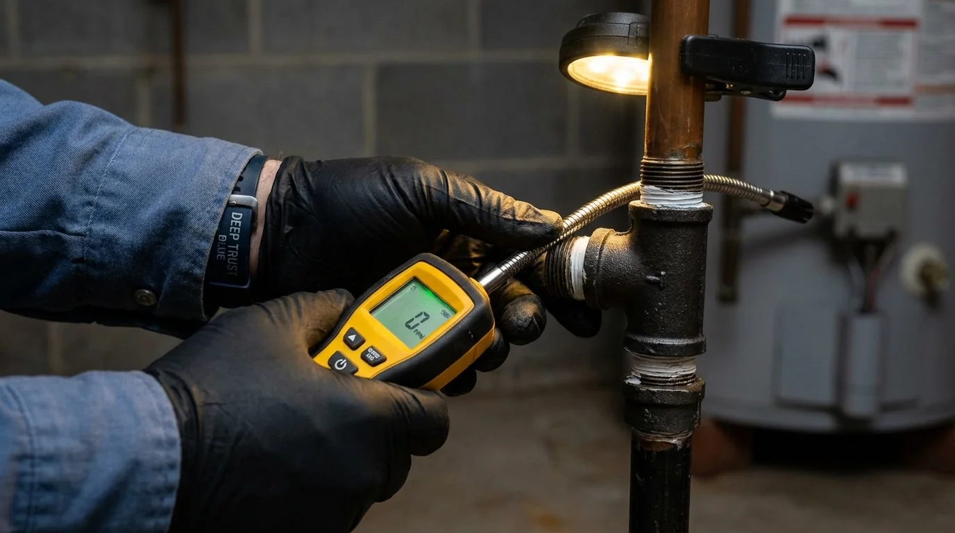 Gas leak detection with electronic sniffer by Johns Plumbing LLC in Bonners Ferry